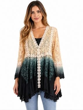 NWT Adore Lace Button Down Ombre Dress Medium